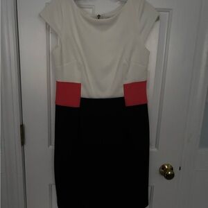 dressbarn White, coral, and Black Mini Dress